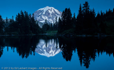 Mount Rainier Reflected in Eunice Lake at Twilight, Mount Rainier National Park, Washington