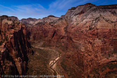 Zion Canyon from Angel's Landing by Moonlight, Zion National Park, Utah