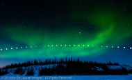 Lunar Eclipse and Aurora Borealis, Prelude Lake Territorial Park, Northwest Territories, Canada