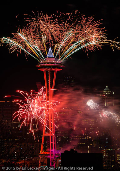 Space Needle Fireworks, Seattle, Washington