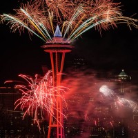 Space Needle Fireworks, Seattle, Washington